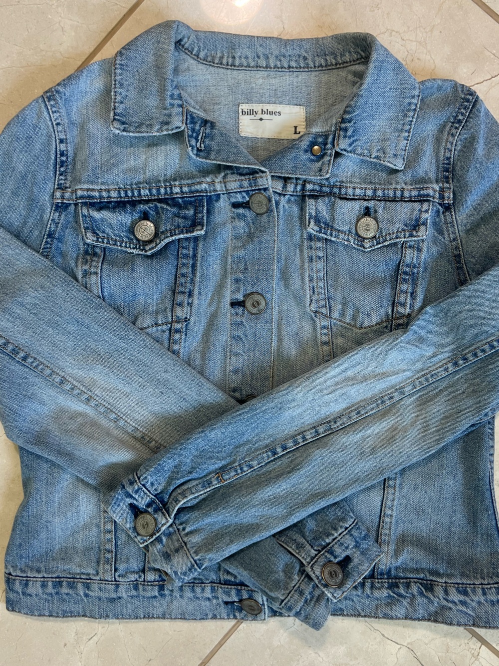 Billy Blues Classic Light Wash Denim Trucker Jacket 100% Cotton Womens Large